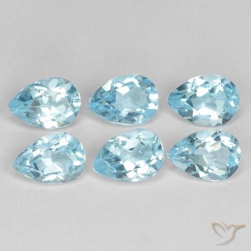3.29 ctw Blue Topaz Stones, Natural Topaz in Pear Facet Shape for Sale