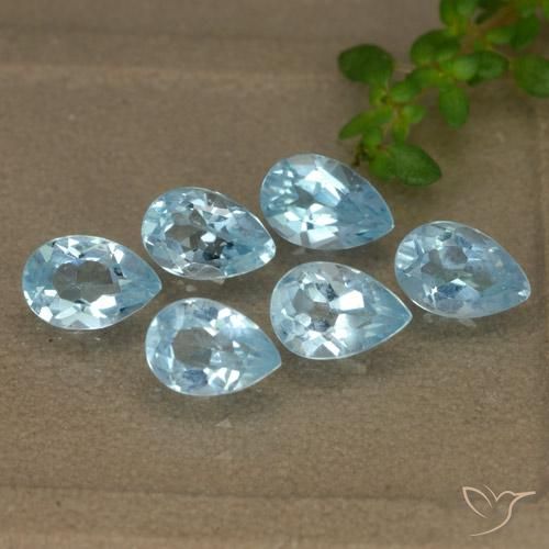 3.20 ctw Blue Topaz Stones, Natural Topaz in Pear Facet Shape for Sale
