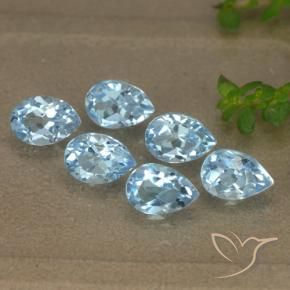 3.37 ctw Blue Topaz Stones, Natural Topaz in Pear Facet Shape for Sale