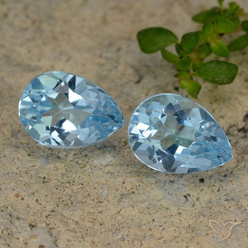 1.85 ct Loose Sky Blue Topaz, 7.2 x 5.1 mm Pear Cut From Brazil, Photo A