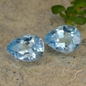 1.85 ctw Blue Topaz Stones, Natural Topaz in Pear Facet Shape for Sale