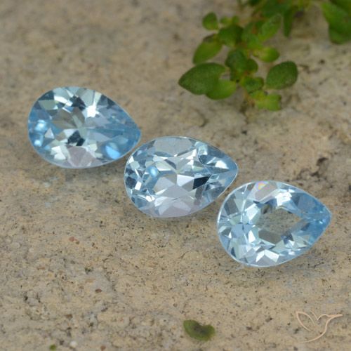 2.67ctw Natural Sky Blue Topaz, Pear Shape, VVS-VS