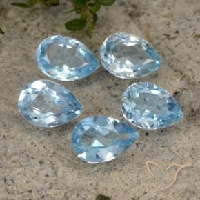 4.19 ctw Blue Topaz Stones, Natural Topaz in Pear Facet Shape for Sale