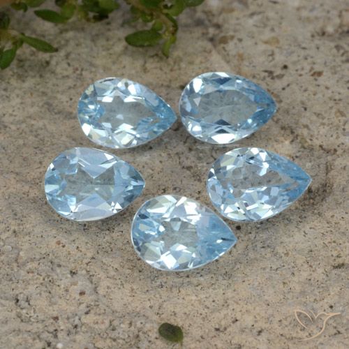 3.87ctw Natural Sky Blue Topaz, Pear Shape, VVS-VS