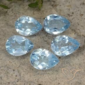 3.87 ctw Blue Topaz Stones, Natural Topaz in Pear Facet Shape for Sale