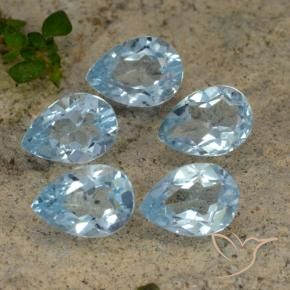 4.00 ctw Blue Topaz Stones, Natural Topaz in Pear Facet Shape for Sale