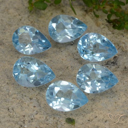 5.01ctw Natural Sky Blue Topaz, Pear Shape, VVS-VS