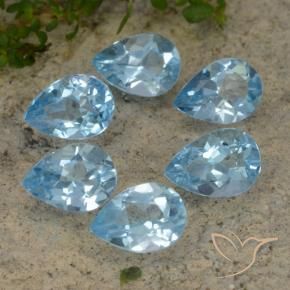 5.01 ctw Blue Topaz Stones, Natural Topaz in Pear Facet Shape for Sale