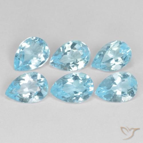 4.35 ctw Blue Topaz Stones, Natural Topaz in Pear Facet Shape for Sale