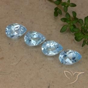 2.14 ctw Blue Topaz Stones, Natural Topaz in Pear Facet Shape for Sale