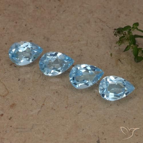 2.03 ctw Blue Topaz Stones, Natural Topaz in Pear Facet Shape for Sale
