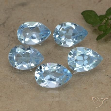2.69 ctw Blue Topaz Stones, Natural Topaz in Pear Facet Shape for Sale