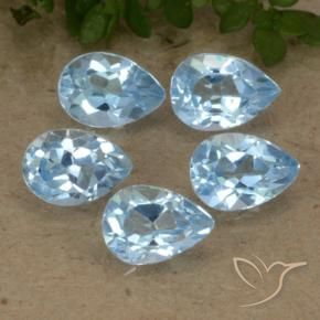 2.89 ctw Blue Topaz Stones, Natural Topaz in Pear Facet Shape for Sale