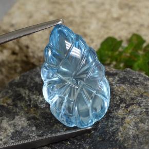 Himmerlblau Topas Edelstein - 11.3ct Geschnitztes Blatt (ID: 479792)