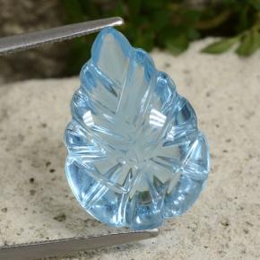 Light Cyan Blue Topaz Gem - 11.6ct Fantasy Carved Leaf (ID: 479801)