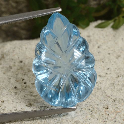 11.31ct Natural Sky Blue Topaz, Flower Cut, Transparent