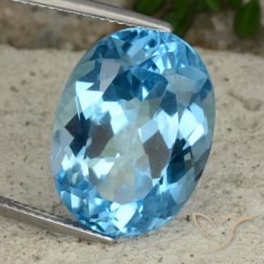 22.38 ct Blue Topaz Stone, Natural Topaz in Oval Facet Shape for Sale