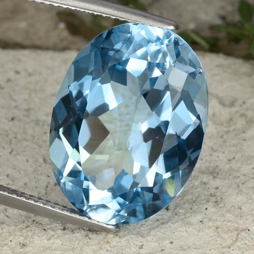21.85 ct Blue Topaz Stone, Natural Topaz in Oval Facet Shape for Sale