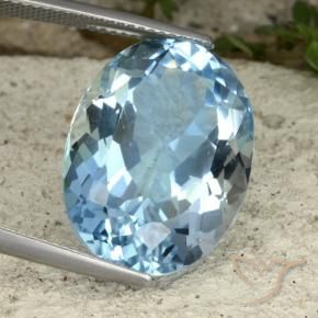 23.22 ct Blue Topaz Stone, Natural Topaz in Oval Facet Shape for Sale
