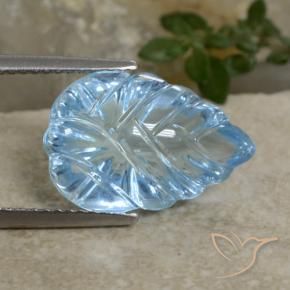 8.71 ct Blue Topaz Stone, Natural Topaz in Carved Leaf Shape for Sale