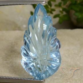 14.80 ct Blue Topaz Stone, Natural Topaz in Carved Leaf Shape for Sale