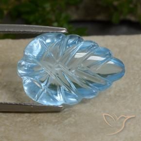 10.53 ct Blue Topaz Stone, Natural Topaz in Fantasy Carved Leaf Shape for Sale