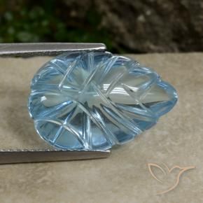 9.91 ct Blue Topaz Stone, Natural Topaz in Carved Leaf Shape for Sale