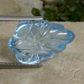 8.82 ct Blue Topaz Stone, Natural Topaz in Carved Leaf Shape for Sale