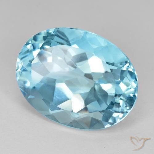 23.33 ct Blue Topaz Stone, Natural Topaz in Oval Facet Shape for Sale
