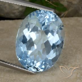 22.93 ct Blue Topaz Stone, Natural Topaz in Oval Facet Shape for Sale