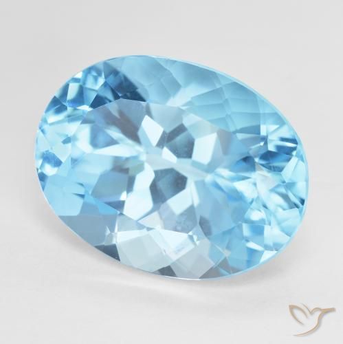 23.32 ct Blue Topaz Stone, Natural Topaz in Oval Facet Shape for Sale