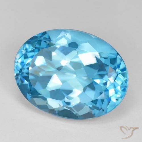 23.54 ct Blue Topaz Stone, Natural Topaz in Oval Facet Shape for Sale