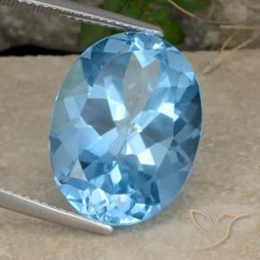 21.58 ct Blue Topaz Stone, Natural Topaz in Oval Facet Shape for Sale