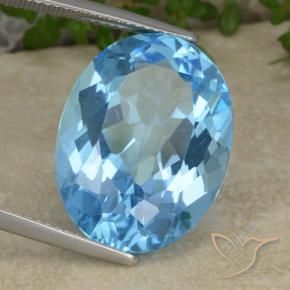22.02 ct Blue Topaz Stone, Natural Topaz in Oval Facet Shape for Sale