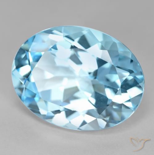 21.24 ct Blue Topaz Stone, Natural Topaz in Oval Facet Shape for Sale