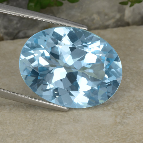 Baby Blue Топаз Камень - 19.8ct Фасетный Овал (ID: 480208)