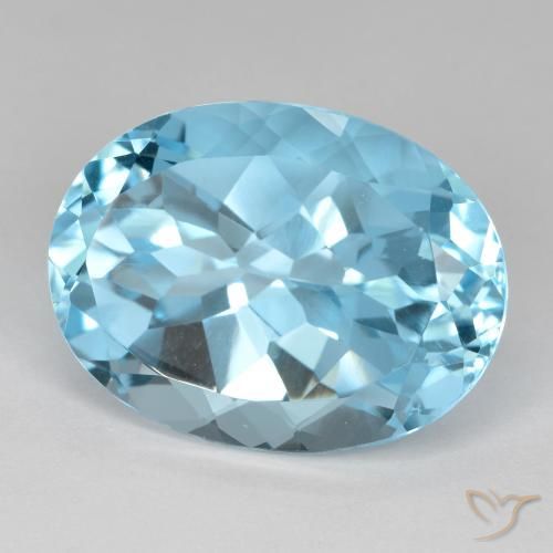 22.83 ct Blue Topaz Stone, Natural Topaz in Oval Facet Shape for Sale