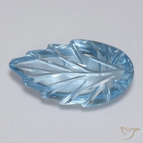 15.56 ct Blue Topaz Stone, Natural Topaz in Carved Leaf Shape for Sale
