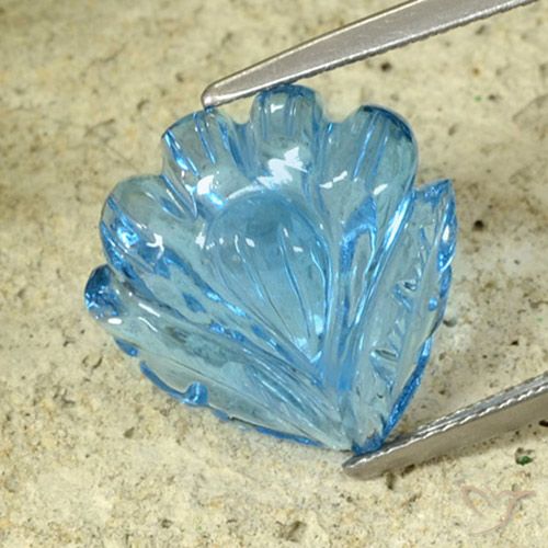 13.37ct Natural Swiss Blue Topaz, Flower Cut, Transparent