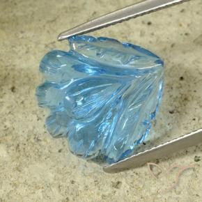 13.37 ct Blue Topaz Stone, Natural Topaz in Fantasy Carved Flower Cut Shape for Sale