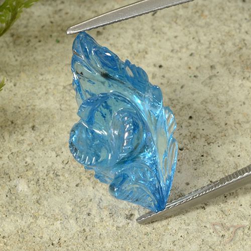 23.87ct Natural Swiss Blue Topaz, Flower Cut, Transparent