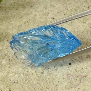 23.87 ct Blue Topaz Stone, Natural Topaz in Fantasy Carved Flower Shape for Sale