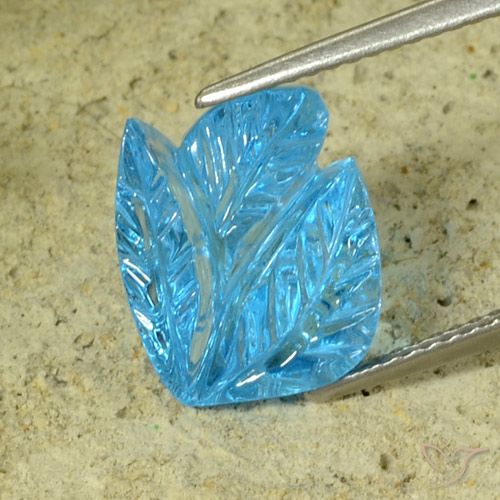 7.81ct Natural Swiss Blue Topaz, Flower Cut, Transparent