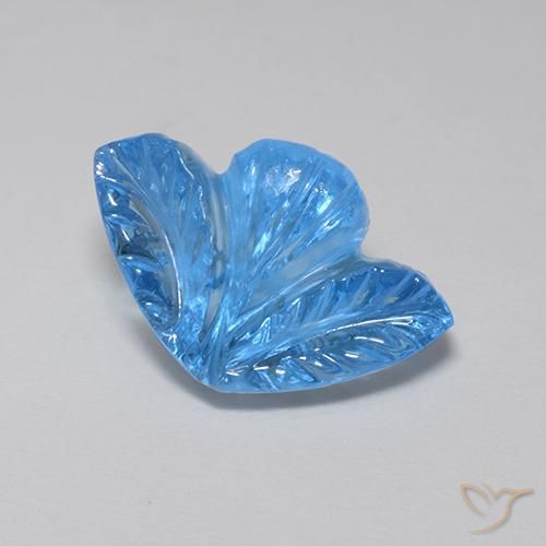 5.50 ct Blue Topaz Stone, Natural Topaz in Carved Flower Shape for Sale