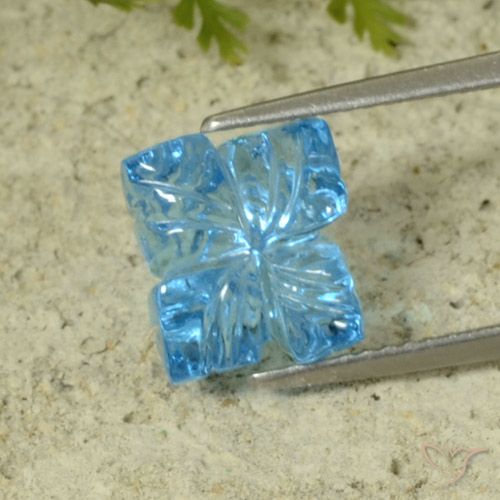 5.16ct Natural Swiss Blue Topaz, Flower Cut, Transparent