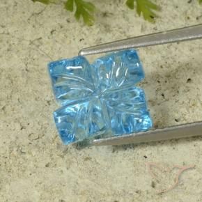 5.16 ct Blue Topaz Stone, Natural Topaz in Fantasy Carved Flower Shape for Sale