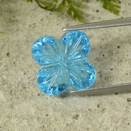 8.41ct Natural Swiss Blue Topaz, Flower Cut, Transparent