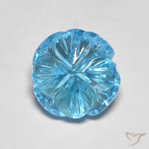 2.95ct Natural Swiss Blue Topaz, Flower Cut, Transparent