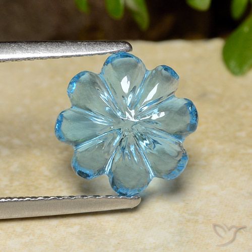 3.47ct Natural Sky Blue Topaz, Flower Cut, Transparent