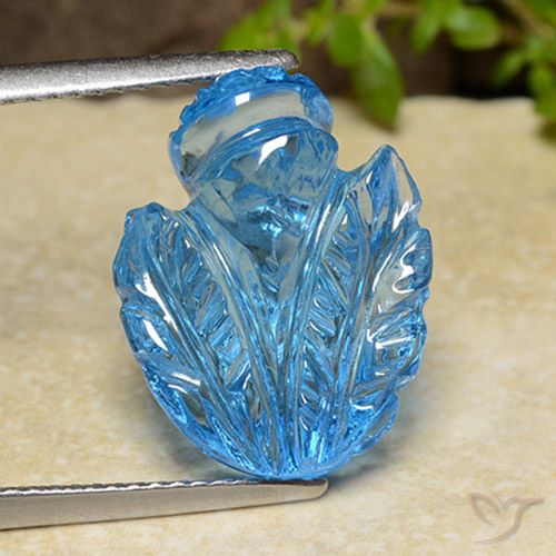 11.60ct Natural Swiss Blue Topaz, Flower Cut, Transparent